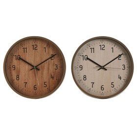 Horloge Murale Home ESPRIT Marron Naturel PVC Bois 30 x 4 x 30 cm (2 Unités)