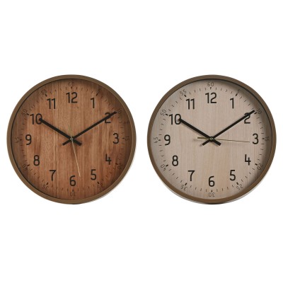 Horloge Murale Home ESPRIT Marron Naturel PVC Bois 30 x 4 x 30 cm (2 Unités)