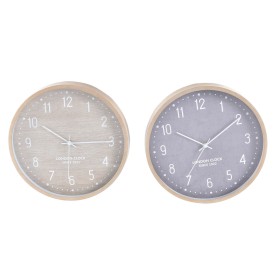 Horloge Murale Home ESPRIT Beige Gris PVC 30 x 4 x 30 cm (2 Unités)