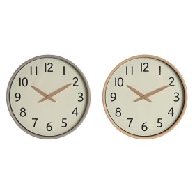 Horloge Murale Home ESPRIT Beige Naturel PVC Bois 30 x 4,7 x 30 cm (2 Unités)