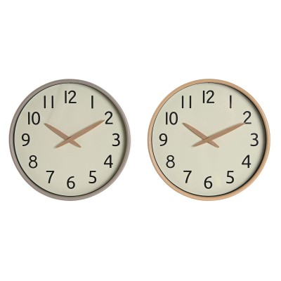 Wall Clock Home ESPRIT Beige Natural PVC Wood 30 x 4,7 x 30 cm (2 Units)