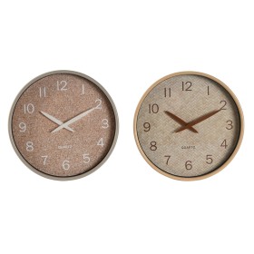 Horloge Murale Home ESPRIT Marron Naturel PVC Bois 30 x 4,7 x 30 cm (2 Unités)