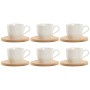 Jeu de 6 tasses avec plat Home ESPRIT Blanc Naturel Bambou Porcelaine 220 ml