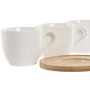 Set of 6 Cups with Plate Home ESPRIT White Natural Bamboo Porcelain 220 ml