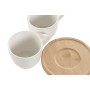 Set of 6 Cups with Plate Home ESPRIT White Natural Bamboo Porcelain 220 ml