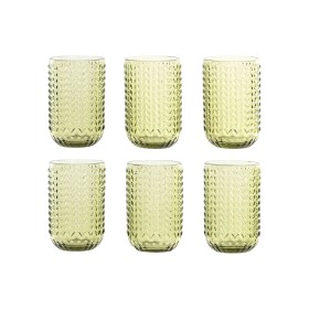 Set of glasses Home ESPRIT Green Crystal With relief 420 ml (6 Units)