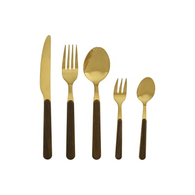 Cutlery Home ESPRIT Brown Golden Stainless steel ABS 17 x 7 x 24 cm 20 Pieces