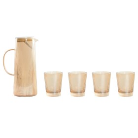 Jug and glasses set Home ESPRIT Amber Borosilicate Glass 1,25 L