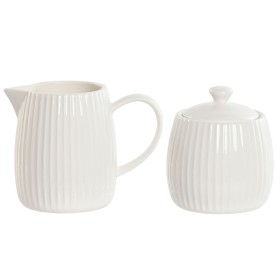 Milk jug and sugar bowl Home ESPRIT White Porcelain 250 ml 12 x 7,6 x 9 cm 2 Pieces