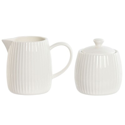 Milk jug and sugar bowl Home ESPRIT White Porcelain 250 ml 12 x 7,6 x 9 cm 2 Pieces