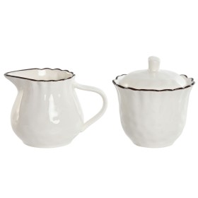 Milk jug and sugar bowl Home ESPRIT White Brown Porcelain 250 ml 12 x 8,4 x 8 cm 2 Pieces