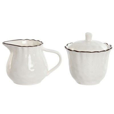 Milk jug and sugar bowl Home ESPRIT White Brown Porcelain 250 ml 12 x 8,4 x 8 cm 2 Pieces