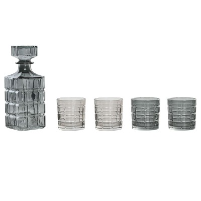 Set of glasses with bottle Home ESPRIT Grey Crystal Urban 900 ml