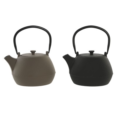 Teapot Home ESPRIT Black Beige Stainless steel Iron 1,2 L (2 Units)