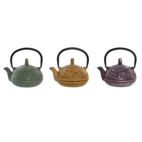 Teapot Home ESPRIT Yellow Green Lilac Stainless steel Iron 300 ml (3 Units)