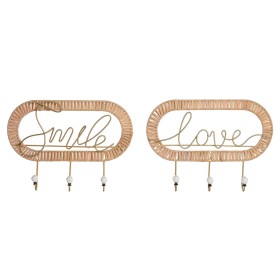 Portemanteau Home ESPRIT Doré Naturel Métal Rotin 40 x 6,4 x 28,6 cm (2 Unités)