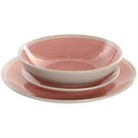 Tableware Home ESPRIT White Pink Stoneware 18 Pieces