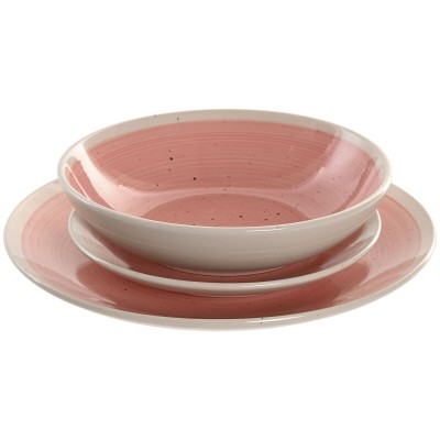Assiettes Home ESPRIT Blanc Rose Grès 18 Pièces