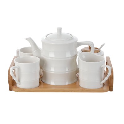 Piece Coffee Cup Set Home ESPRIT White Bamboo Porcelain 240 ml