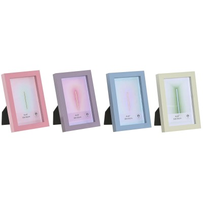 Photo frame Home ESPRIT Blue Green Crystal MDF Wood Urban (4 Units)