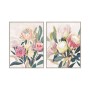 Canvas Home ESPRIT Green Pink Flowers Shabby Chic 75 x 4 x 100 cm (2 Units)