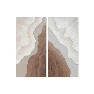 Toile Home ESPRIT Blanc Marron Abstrait Scandinave 50 x 3 x 100 cm (2 Unités)