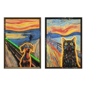 Tableau avec LED Home ESPRIT Moderne animaux 53 X 3,7 X 73 CM (2 Unités)