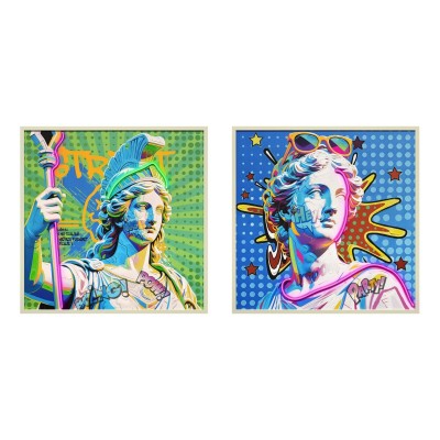 LED Picture Home ESPRIT Blue Green Modern 83 x 3 x 83 cm (2 Units)