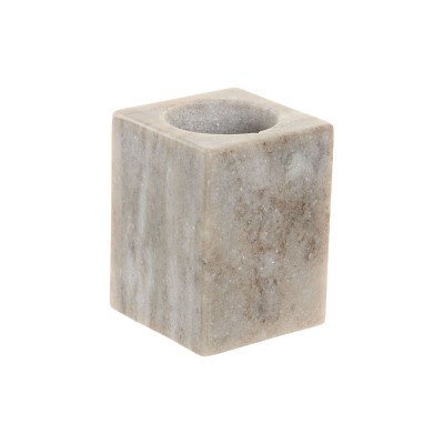 Toothbrush Holder Home ESPRIT White Brown Marble 7,5 x 7,5 x 10,5 cm