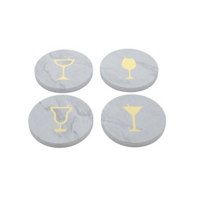 Coasters Home ESPRIT White Natural Brass Marble 10 x 10 x 1 cm (2 Units) (4 Units)