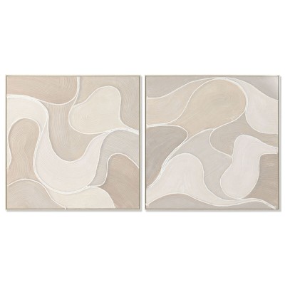 Canvas Home ESPRIT Beige Abstract Scandinavian 102 x 4,5 x 102 cm (2 Units)