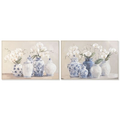Canvas Home ESPRIT Blue White Oriental Vase 122,5 X 4,5 X 82,5 CM (2 Units)