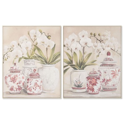 Canvas Home ESPRIT White Red Oriental Vase 80 x 4,5 x 100 cm (2 Units)