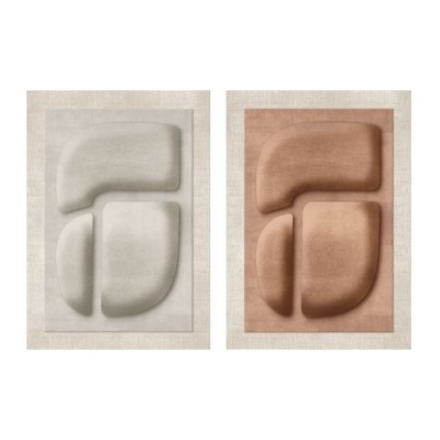 Toile Home ESPRIT Marron Beige Abstrait Scandinave 80 x 3 x 120 cm 80 X 10 X 120 CM (2 Unités)