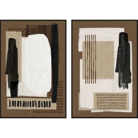 Toile Home ESPRIT Marron Noir Abstrait Urbaine 63 x 4 x 93 cm (2 Unités)
