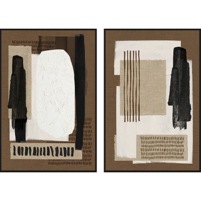 Canvas Home ESPRIT Brown Black Abstract Urban 63 x 4 x 93 cm (2 Units)