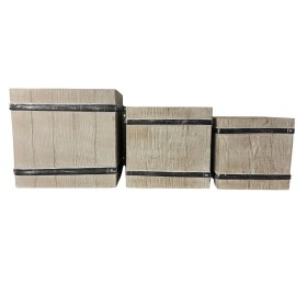 Cache-pot Home ESPRIT Marron Magnésium Cottage 44 x 44 x 43 cm (3 Pièces)