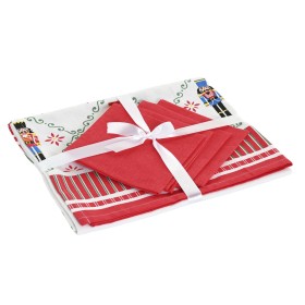 Nappe enduite antitache Home ESPRIT Rouge Vert Beige (5 Pièces)