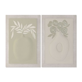 Toile Home ESPRIT Vert Beige Vase Scandinave 80 x 3 x 120 cm 80 X 10 X 120 CM (2 Unités)