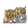 Figurine Décorative Home ESPRIT Multicouleur Doré Hibou méditerranéen (2 Unités)