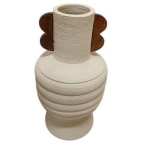 Vase Home ESPRIT Marron Beige Terre cuite Bois de manguier 28 x 28 x 33 cm