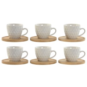 Set of 6 Cups with Plate Home ESPRIT White Bamboo Porcelain 90 ml