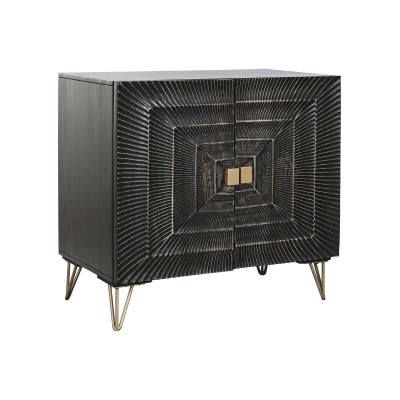 Buffet Home ESPRIT Noir Doré Métal Bois de manguier 81 x 45 x 75 cm