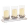 Candleholder Home ESPRIT White Silver Crystal Marble 40 x 13 x 22 cm