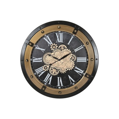 Wall Clock Home ESPRIT Black Golden Iron 80 X 8,5 X 80 cm