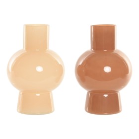 Vase Home ESPRIT Crème Terre cuite Verre 15 x 15 x 24 cm (2 Unités)