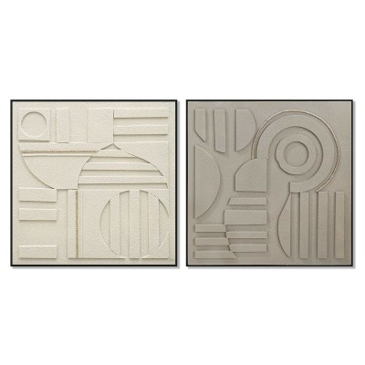 Toile Home ESPRIT Marron Beige Moderne Urbaine 102 x 4,5 x 102 cm (2 Unités)