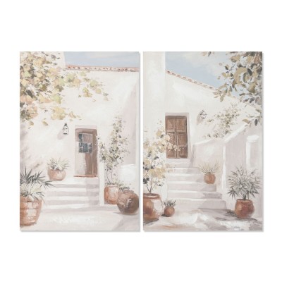 Canvas Home ESPRIT White Green City Cottage 60 x 3,5 x 90 cm (2 Units)