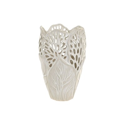 Vase Home ESPRIT White Ceramic Leaf of a plant 23 x 23 x 36 cm