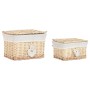 Decorative box Home ESPRIT Natural wicker Boho (2 Pieces)